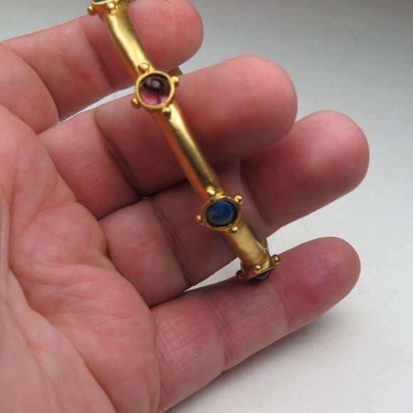 24k Indian Bangle Bracelet Handmade Green Black Onyx-Pearl - Picture 4 of 4